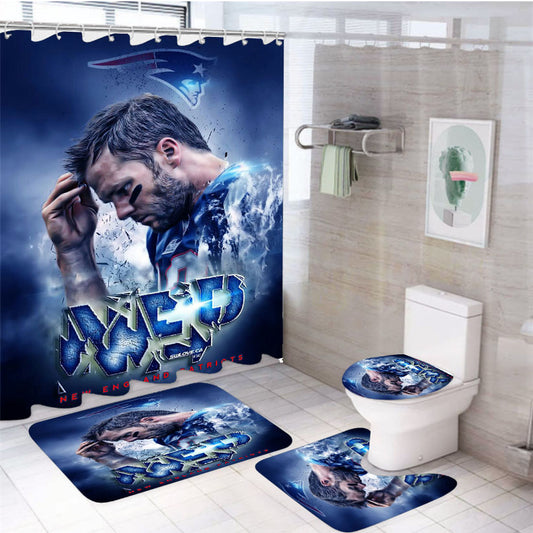 Mep New England And Patriots 4Pcs Bathroom Set Shower Curtain
