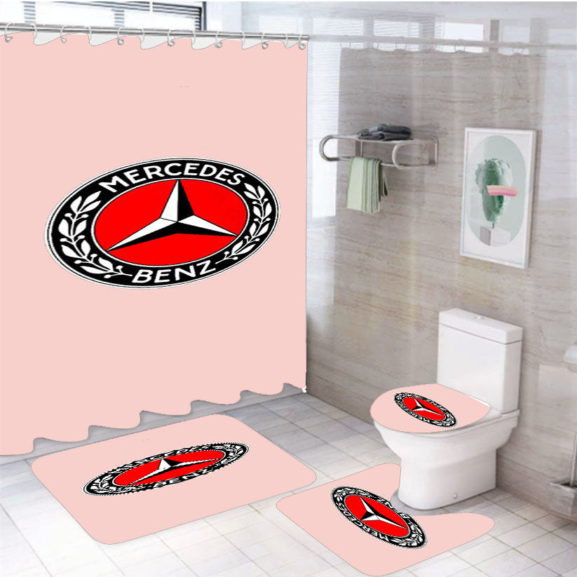 Mercedes Benz Logo Racing Amg Pink 4Pcs Bathroom Set Shower Curtain