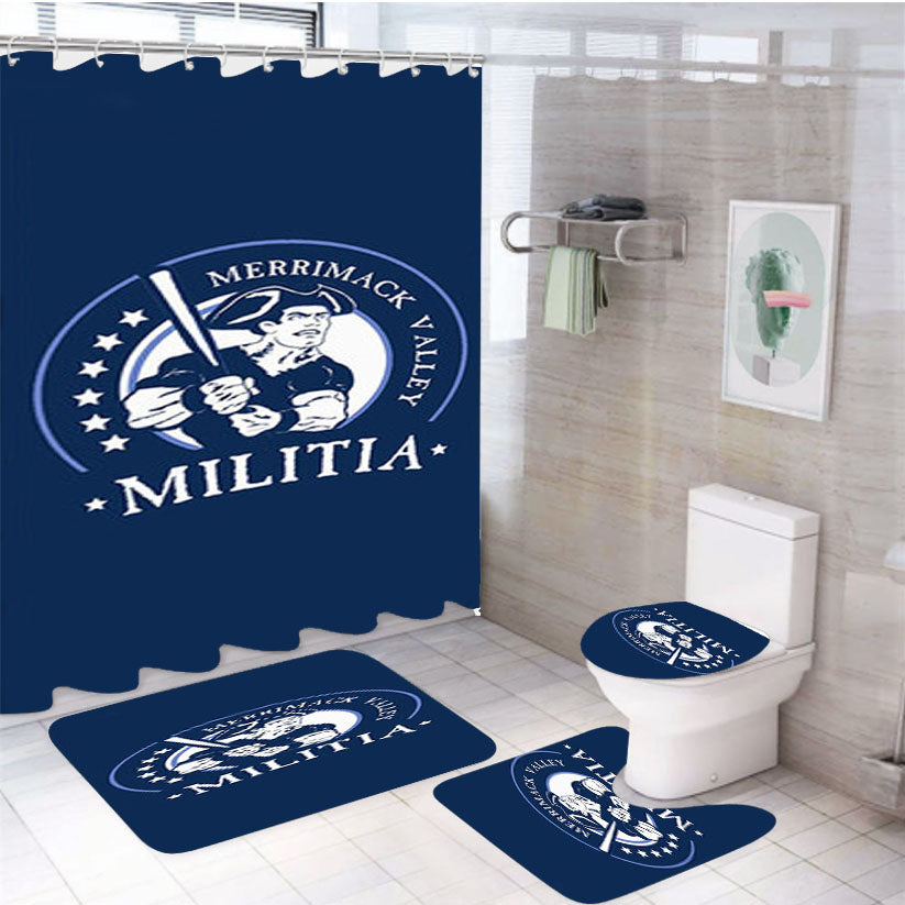 Merrimack Calley Militia Baseball Logo Blue 4Pcs Bathroom Set Shower Curtain