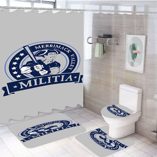 Merrimack Calley Militia Baseball Logo Gray 4Pcs Bathroom Set Shower Curtain