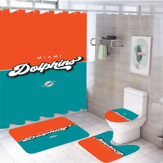 Miami Dolphin Wallpaper 4Pcs Bathroom Set Shower Curtain