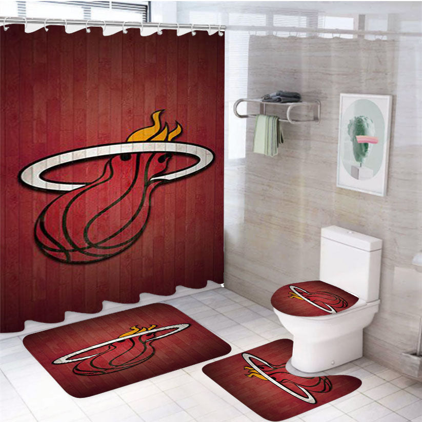 Miami Heat 4Pcs Bathroom Set Shower Curtain