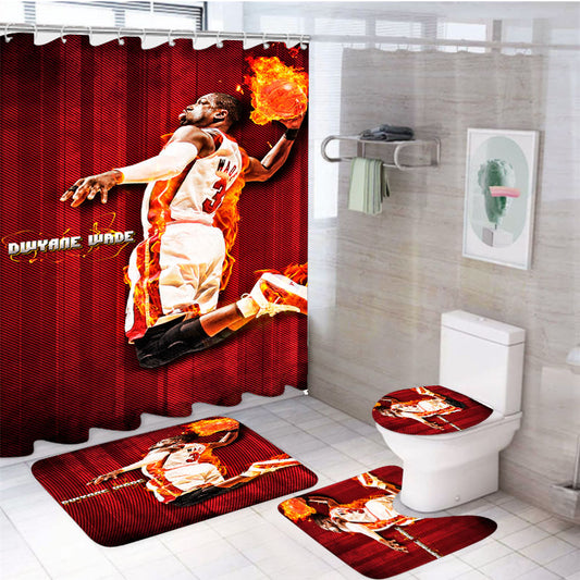 Miami Heat Dwyane Wade 4Pcs Bathroom Set Shower Curtain