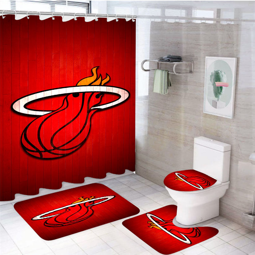 Miami Heat Hardwood 2 4Pcs Bathroom Set Shower Curtain
