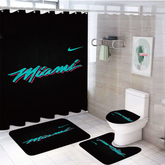 Miami Heat Nike 4Pcs Bathroom Set Shower Curtain