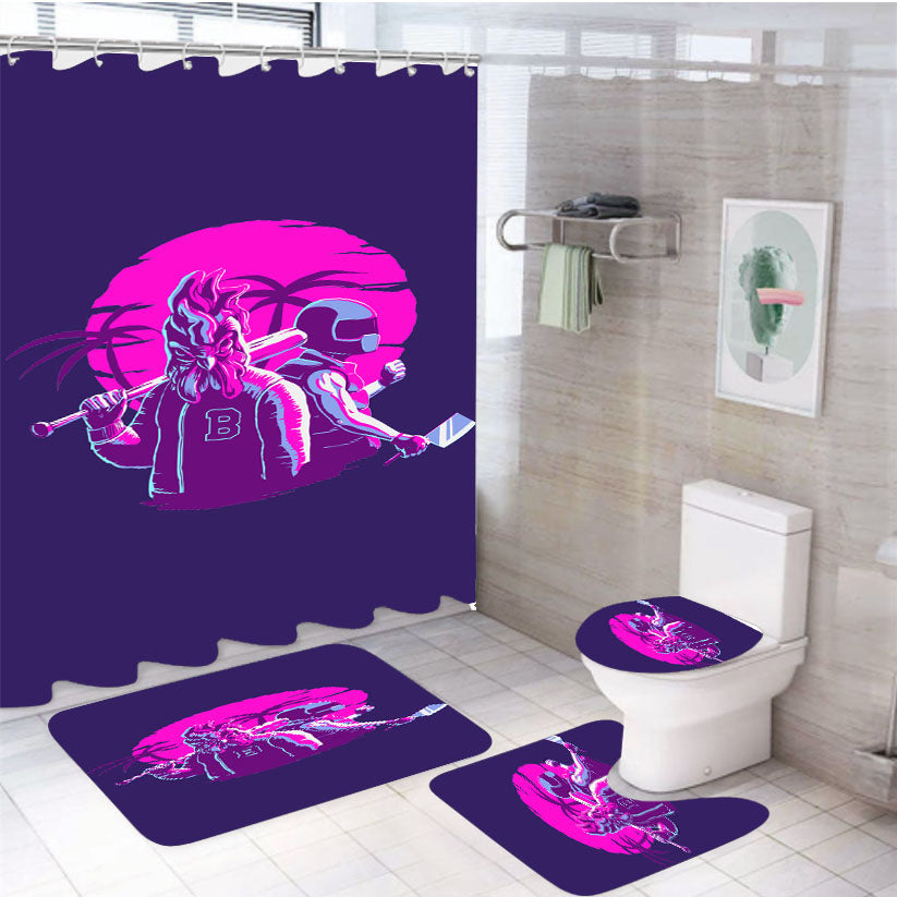 Miami Hotline The Two Killers Baseball Style 4Pcs Bathroom Set Shower Curtain