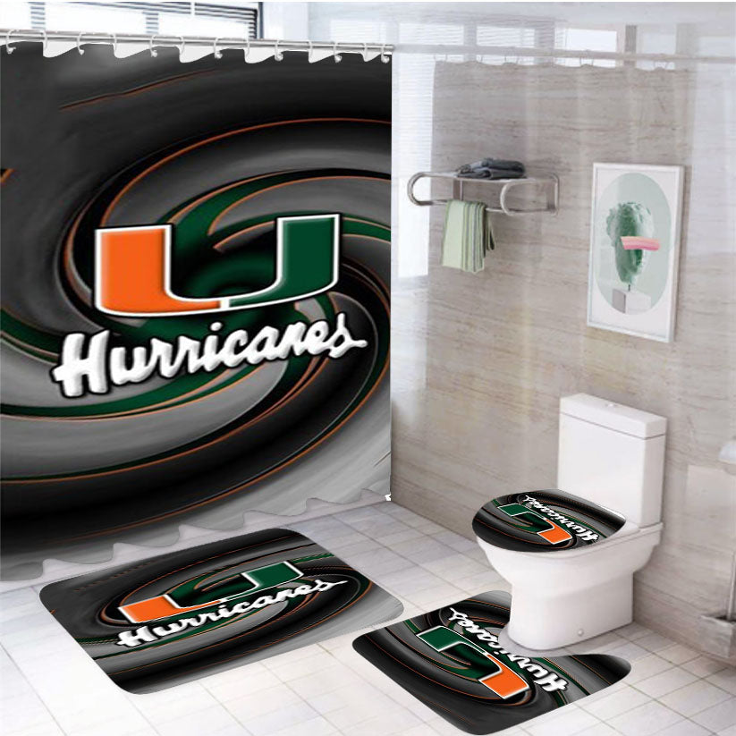 Miami Hurricanes Icon 4Pcs Bathroom Set Shower Curtain