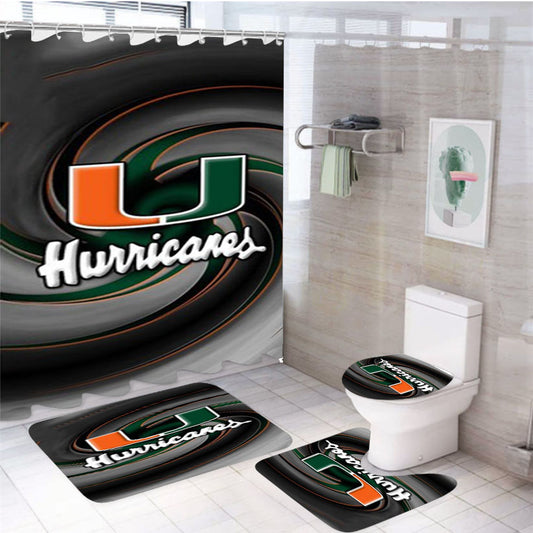 Miami Hurricanes Icon 4Pcs Bathroom Set Shower Curtain