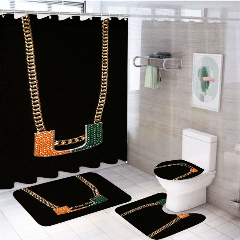Miami Hurricanes Turnover Chain 4Pcs Bathroom Set Shower Curtain