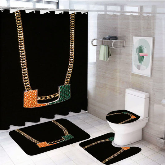 Miami Hurricanes Turnover Chain 4Pcs Bathroom Set Shower Curtain