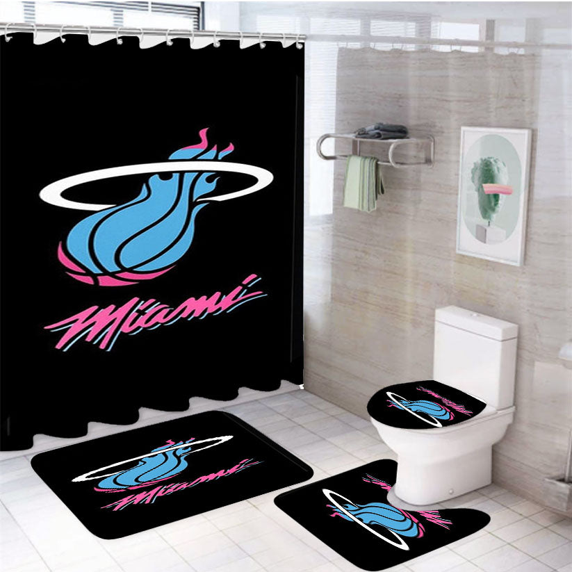 Miami Pink Blue 4Pcs Bathroom Set Shower Curtain