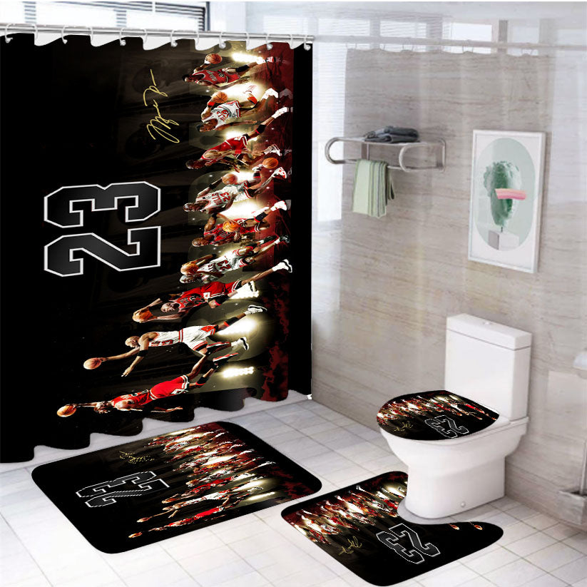 Michael Jordan Air 23 4Pcs Bathroom Set Shower Curtain