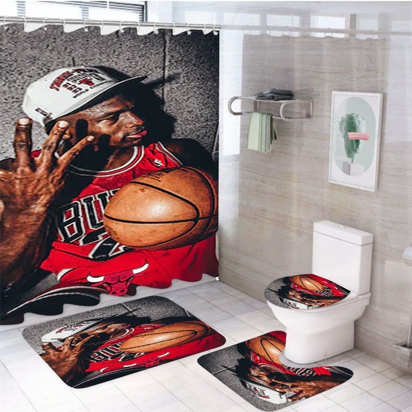 Michael Jordan Basketball 4Pcs Bathroom Set Shower Curtain