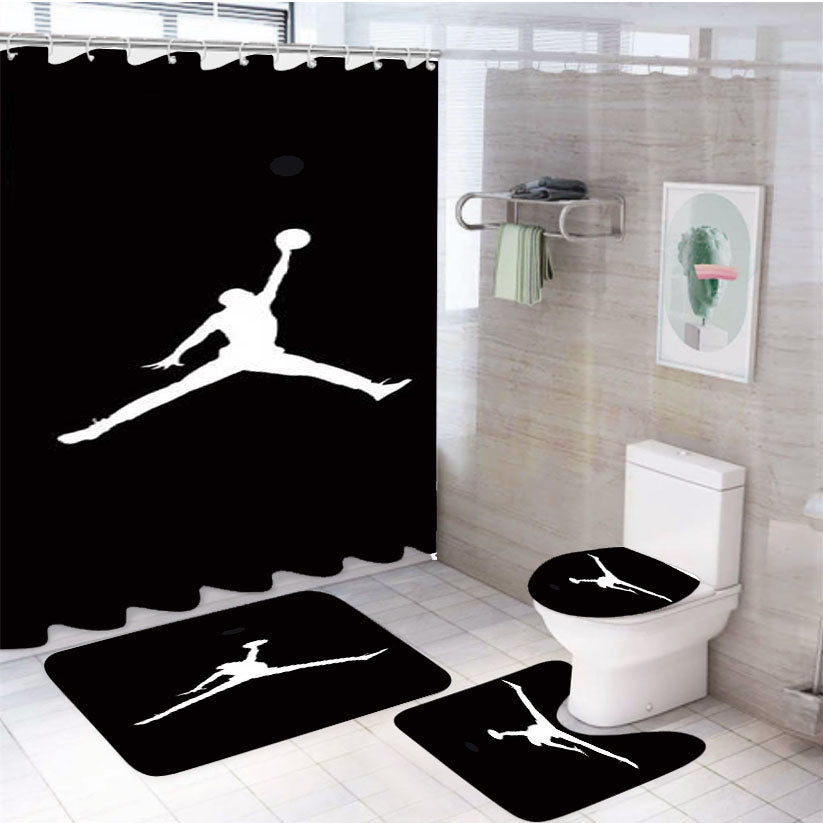 Michael Jordan Bw Logo 4Pcs Bathroom Set Shower Curtain