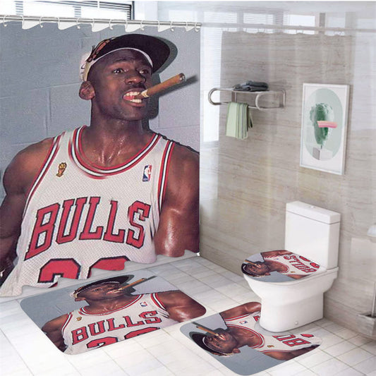 Michael Jordan Cigar 4Pcs Bathroom Set Shower Curtain
