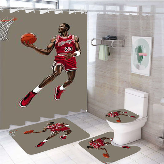Michael Jordan Jump Shot 4Pcs Bathroom Set Shower Curtain