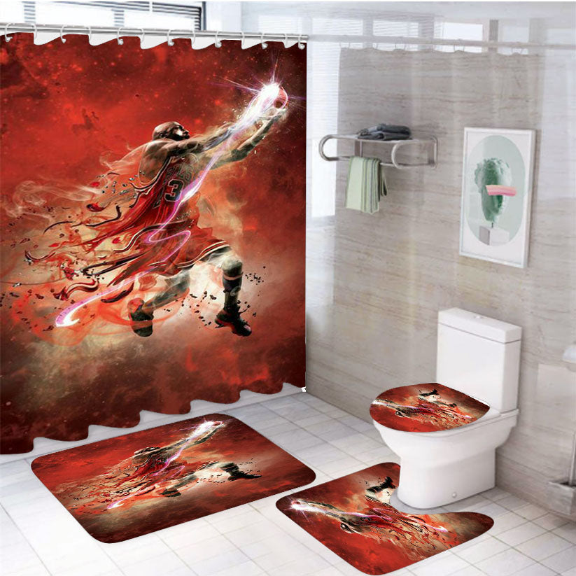 Michael Jordan Slam Dunk 4Pcs Bathroom Set Shower Curtain