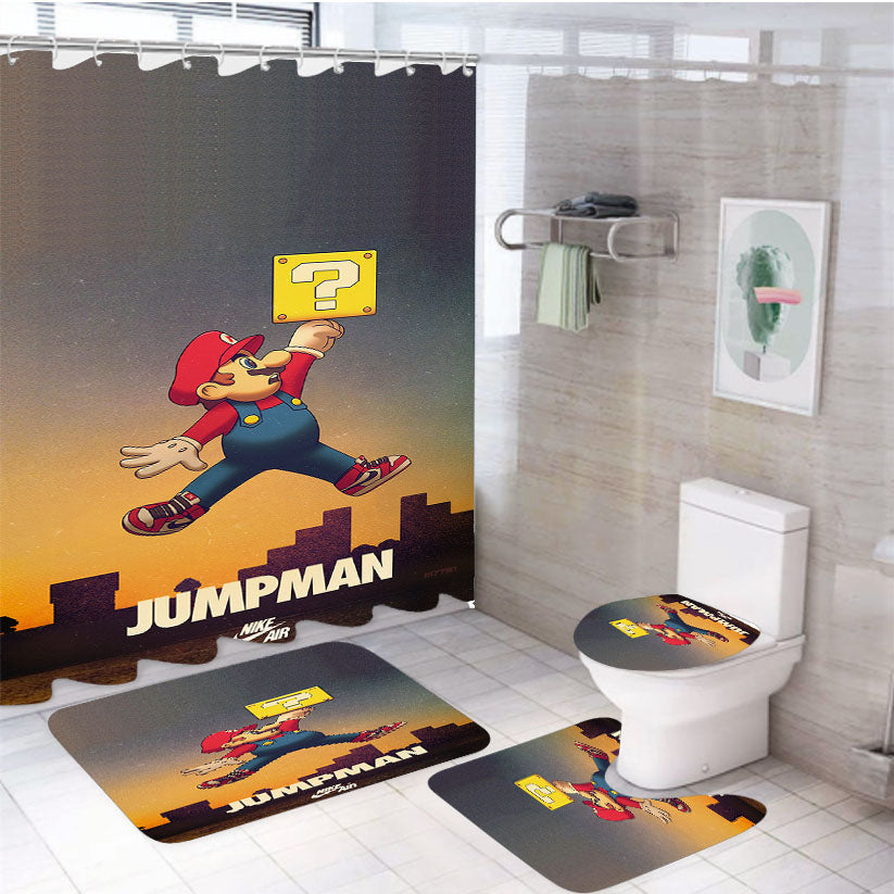Micheal Jordan Super Mario Supreme 4Pcs Bathroom Set Shower Curtain