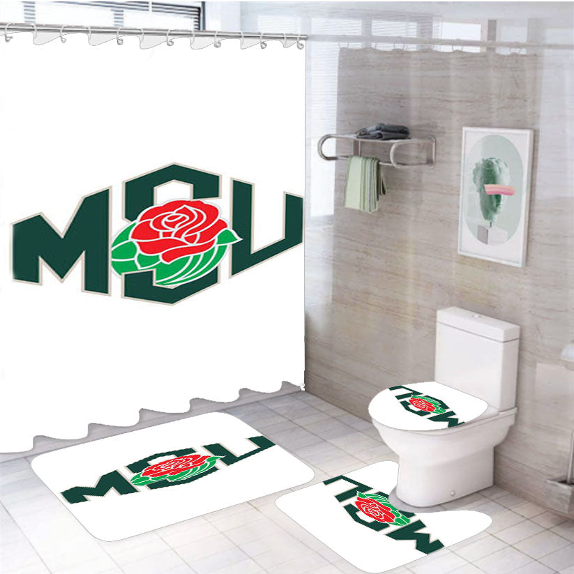 Michigan State Rose 4Pcs Bathroom Set Shower Curtain