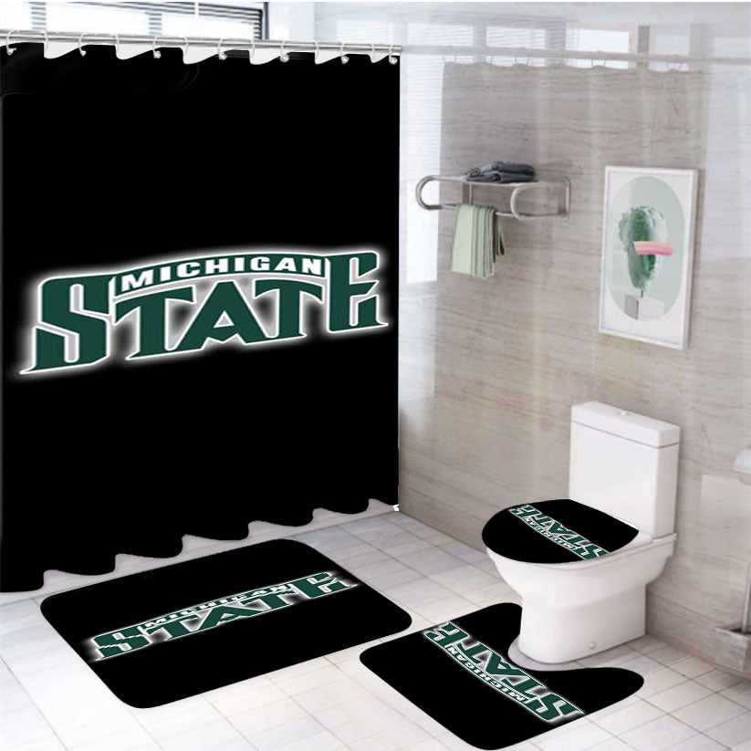 Michigan State Text 4Pcs Bathroom Set Shower Curtain