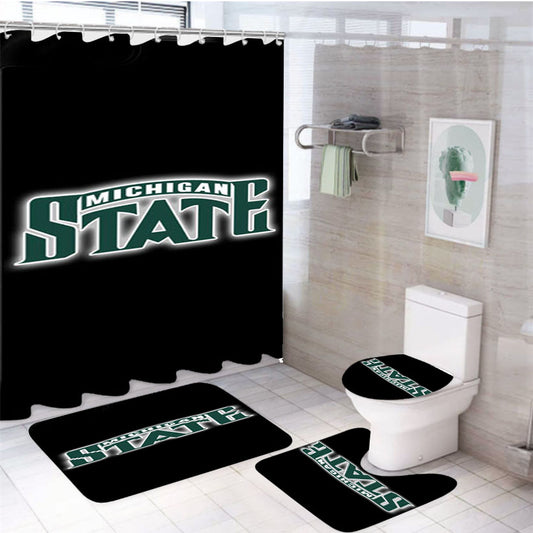 Michigan State Text 4Pcs Bathroom Set Shower Curtain
