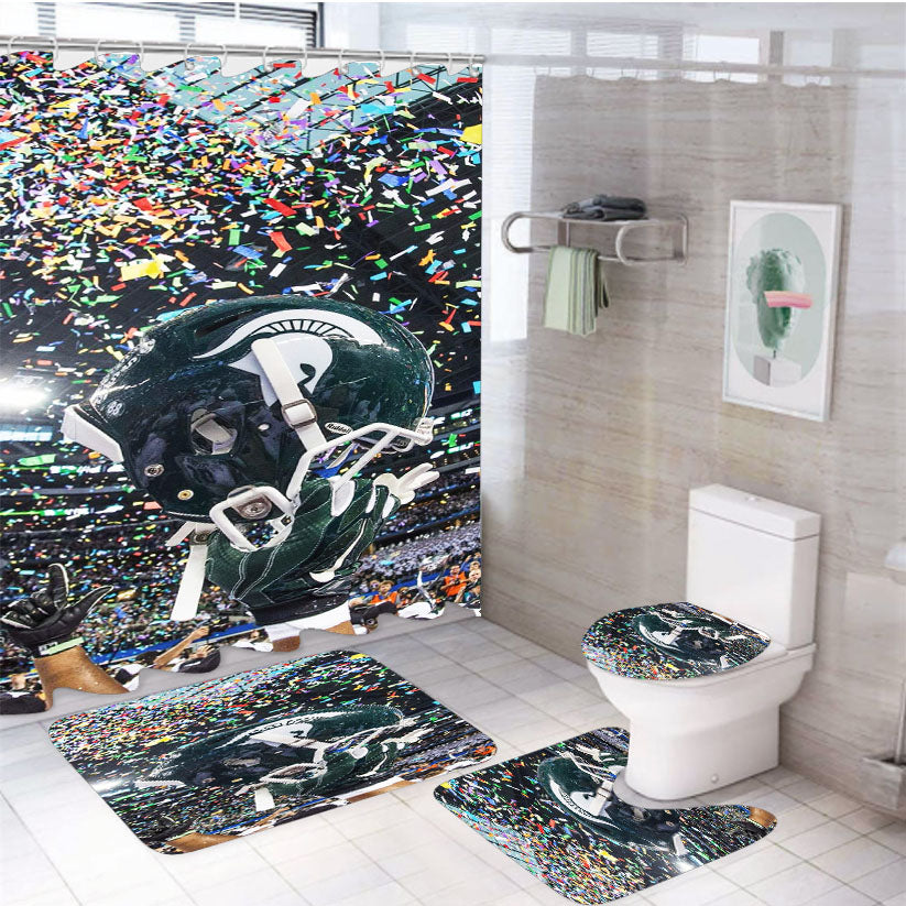 Michigan States Spartans Helmet Team 4Pcs Bathroom Set Shower Curtain