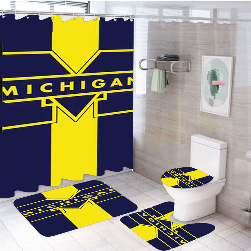 Michigan Stripes Vertical 4Pcs Bathroom Set Shower Curtain