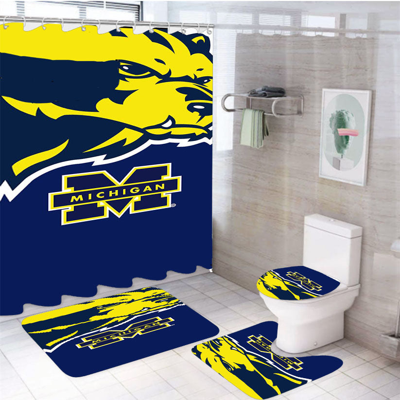 Michigan Wolverines 5 4Pcs Bathroom Set Shower Curtain