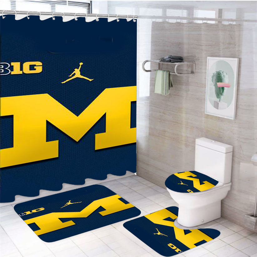 Michigan Wolverines Football 4Pcs Bathroom Set Shower Curtain