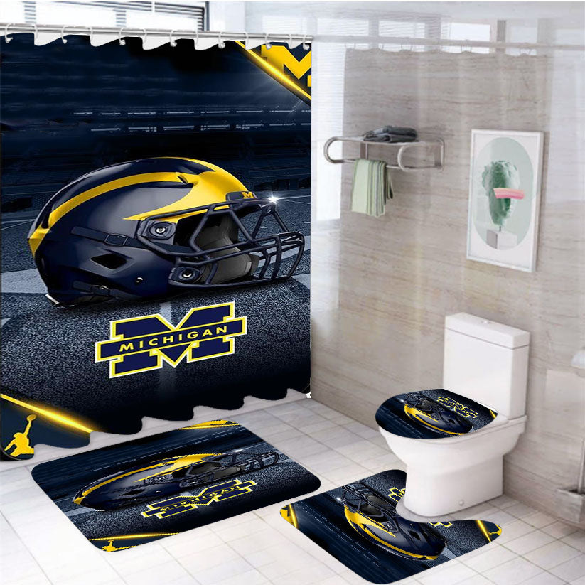 Michigan Wolverines Football 3 4Pcs Bathroom Set Shower Curtain