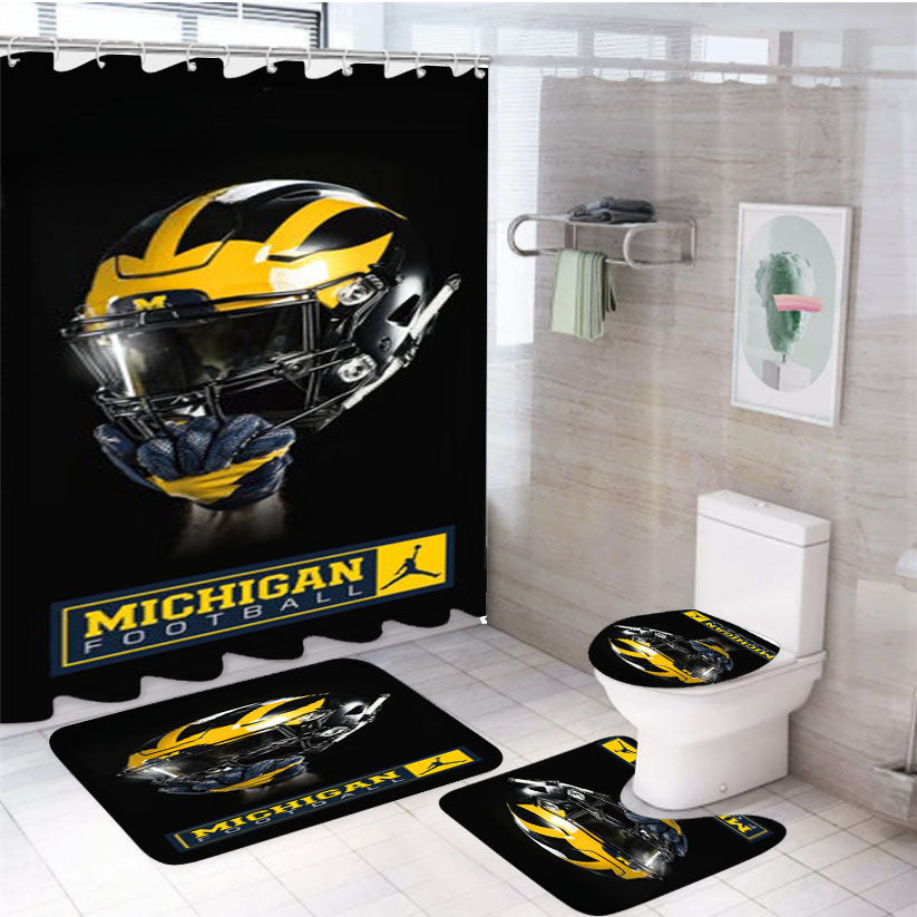 Michigan Wolverines Helmet 2 4Pcs Bathroom Set Shower Curtain