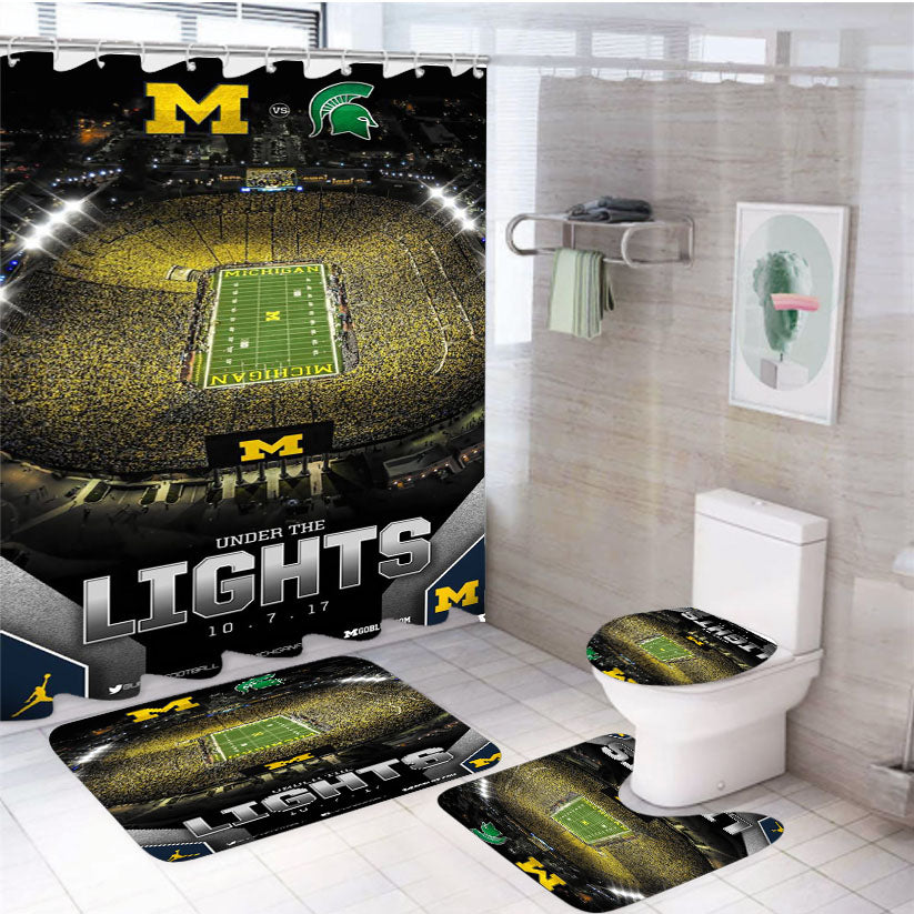 Michigan Wolverines Stadium 4Pcs Bathroom Set Shower Curtain