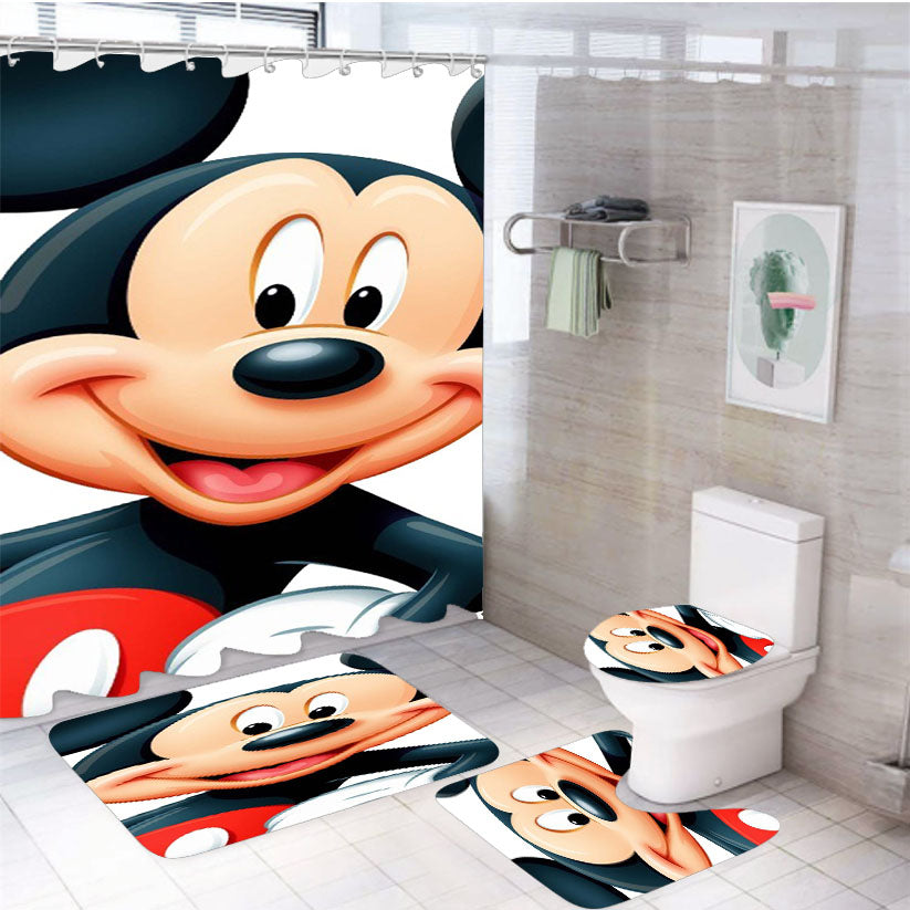 Mickey Mouse 2 4Pcs Bathroom Set Shower Curtain