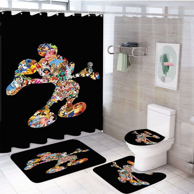 Mickey Mouse Characters 4Pcs Bathroom Set Shower Curtain