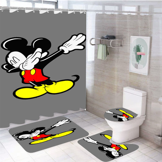 Mickey Mouse Dabbing  4Pcs Bathroom Set Shower Curtain