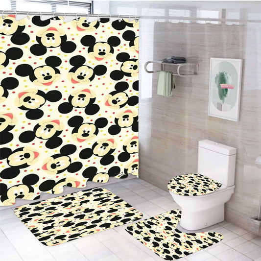 Mickey Mouse Disney Pattern  4Pcs Bathroom Set Shower Curtain