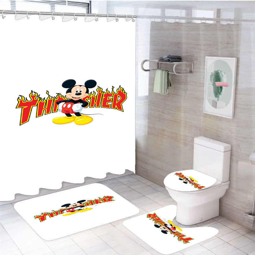 Mickey Mouse Disney Thrasher 4Pcs Bathroom Set Shower Curtain