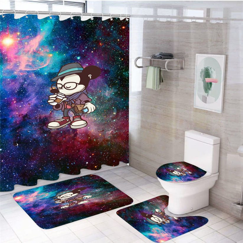 Mickey Mouse Hipster Ga  4Pcs Bathroom Set Shower Curtain