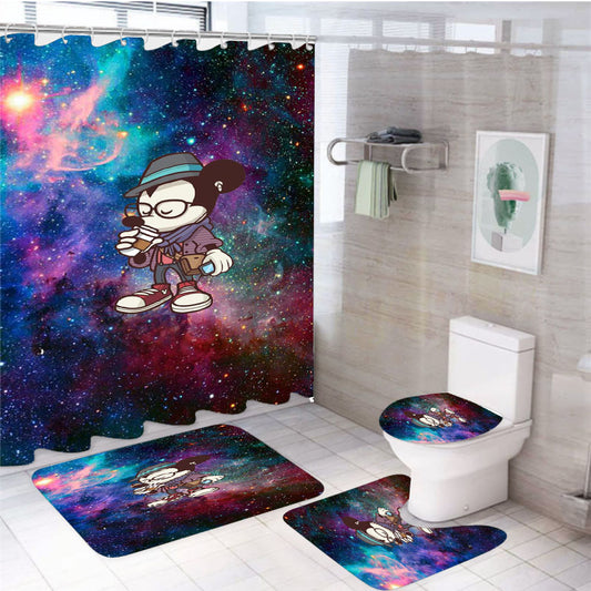 Mickey Mouse Hipster Ga  4Pcs Bathroom Set Shower Curtain