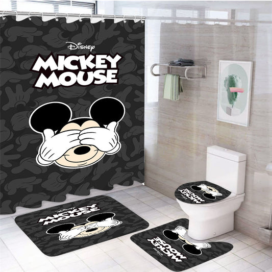 Mickey Mouse Home  4Pcs Bathroom Set Shower Curtain
