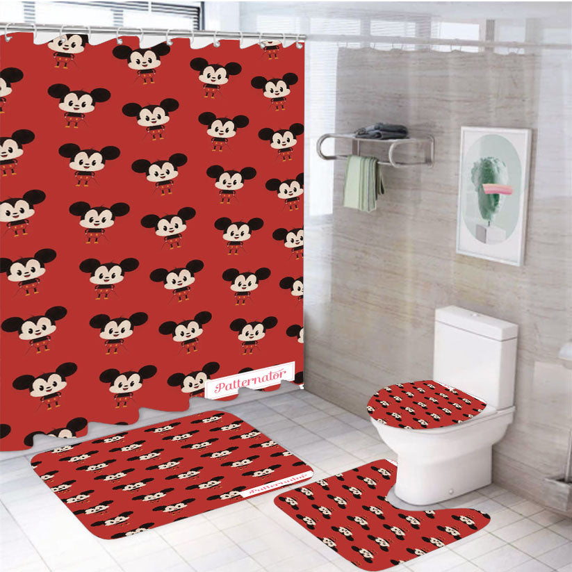 Mickey Mouse Minimalist Pattern  4Pcs Bathroom Set Shower Curtain