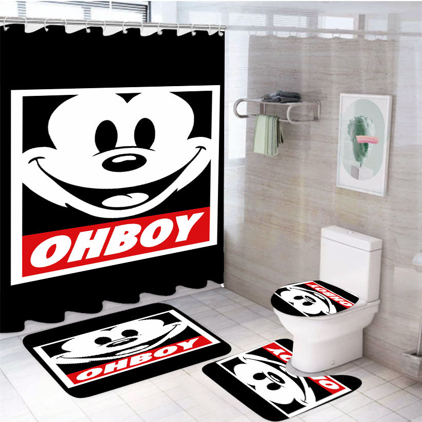 Mickey Mouse Ohboy  4Pcs Bathroom Set Shower Curtain