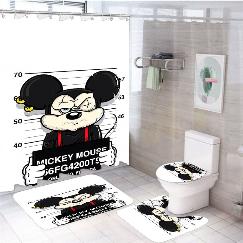 Mickey Mouse On Jail  4Pcs Bathroom Set Shower Curtain