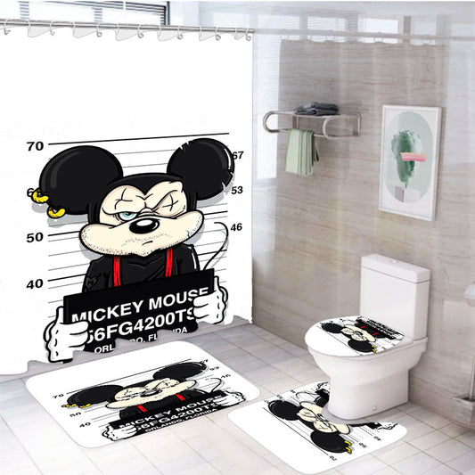 Mickey Mouse On Jail  4Pcs Bathroom Set Shower Curtain