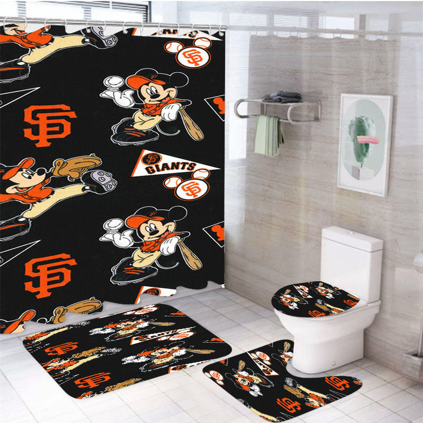 Mickey Mouse San Francisco Giants 4Pcs Bathroom Set Shower Curtain