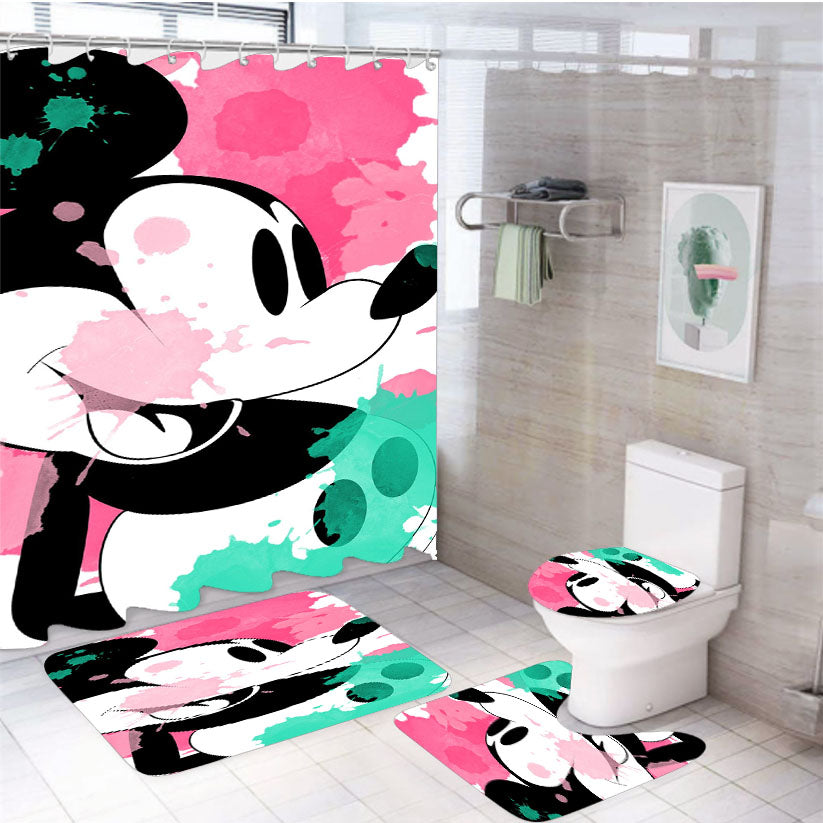Mickey Mouse Splash Paint 2 4Pcs Bathroom Set Shower Curtain