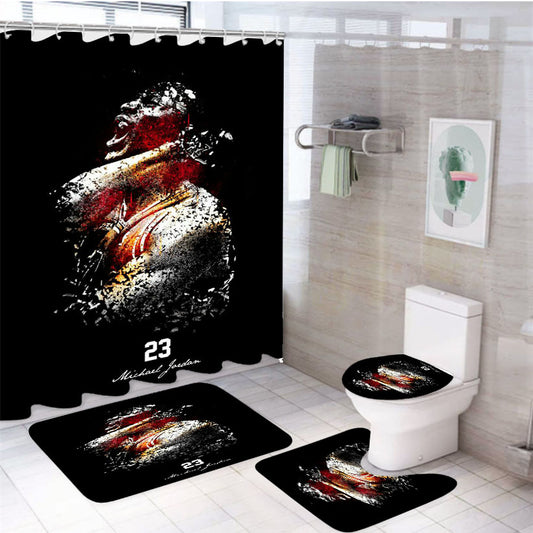 Mihael Jordan 23 Art Abstract 4Pcs Bathroom Set Shower Curtain