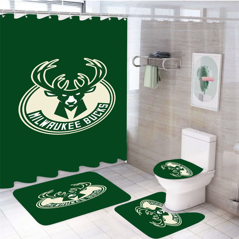 Milwauke Bucks 4Pcs Bathroom Set Shower Curtain