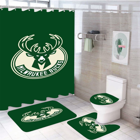Milwauke Bucks 4Pcs Bathroom Set Shower Curtain