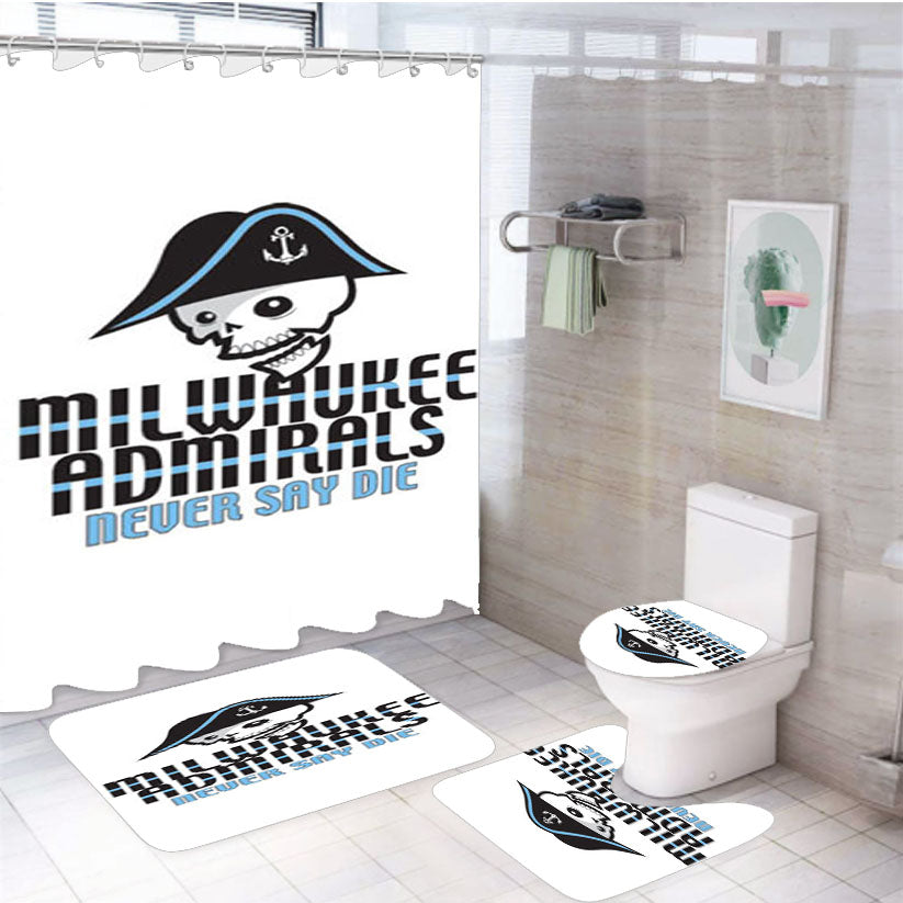 Milwaukee Admirals Hook 4Pcs Bathroom Set Shower Curtain
